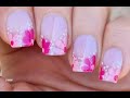 Pink Flowers! / Negative Space Floral FRENCH MANICURE / Girly Summer NAIL ART