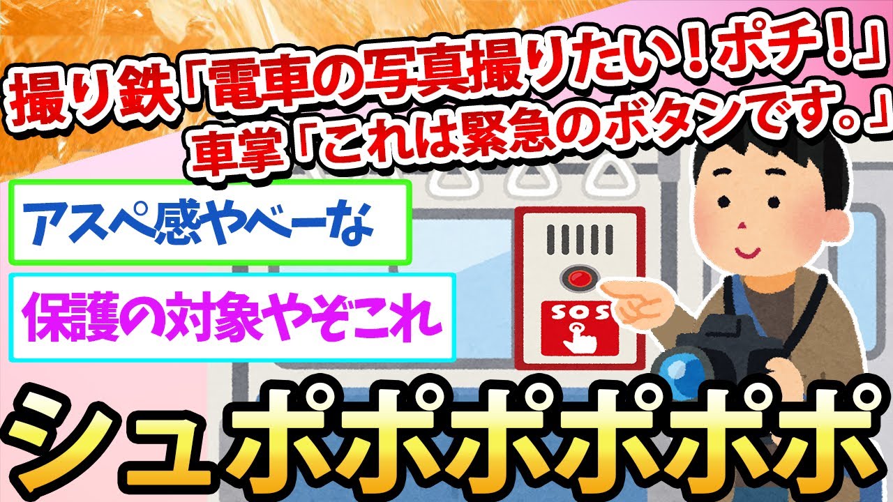【2ch面白いスレ】撮り鉄「う〜ん電車の写真撮りたいなぁ！そうだ！」車掌「これは緊急のボタンです。」→シュポポポポポ