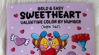 Bold & Easy Sweetheart Valentine Color By Number Coloring Book | Crayon Tales | Flip Through