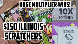 My biggest winner so far!!  Scratching $150 in Illinois big money scratchers tickets - Multipliers!!