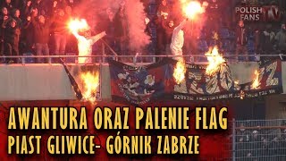 Awantura oraz palenie flag na meczu Piast Gliwice - Górnik Zabrze (03.03.2018 r.)