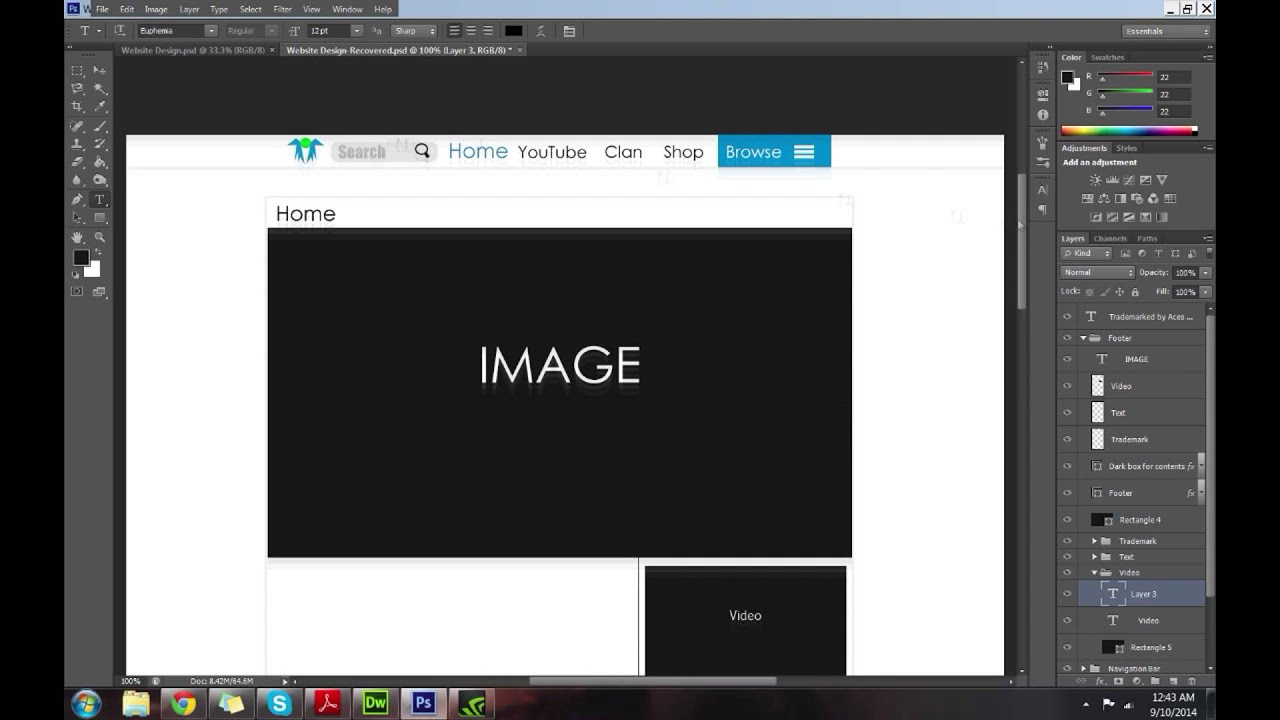 Creating a Website Outline | Photoshop CS6 Speed Art | AcesFlash