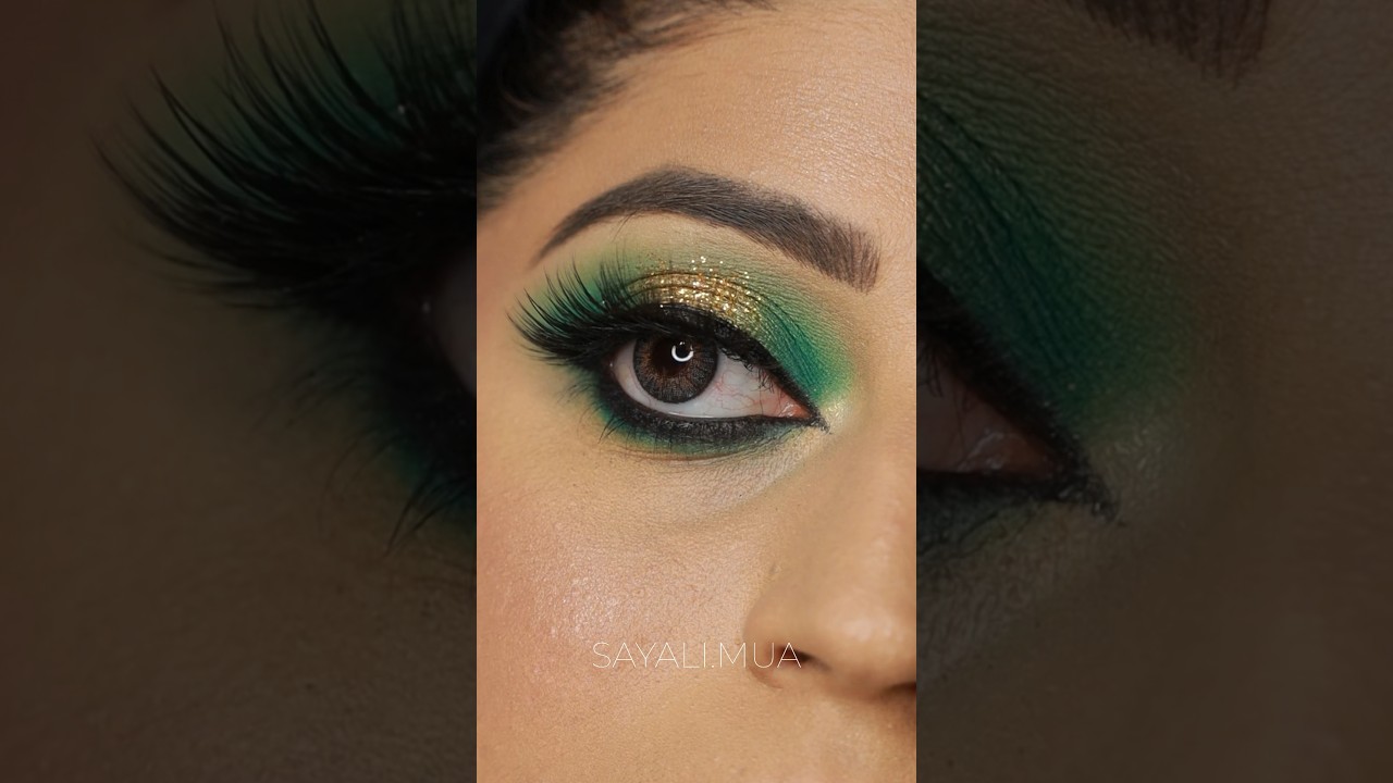 Green & Gold Eye Makup 