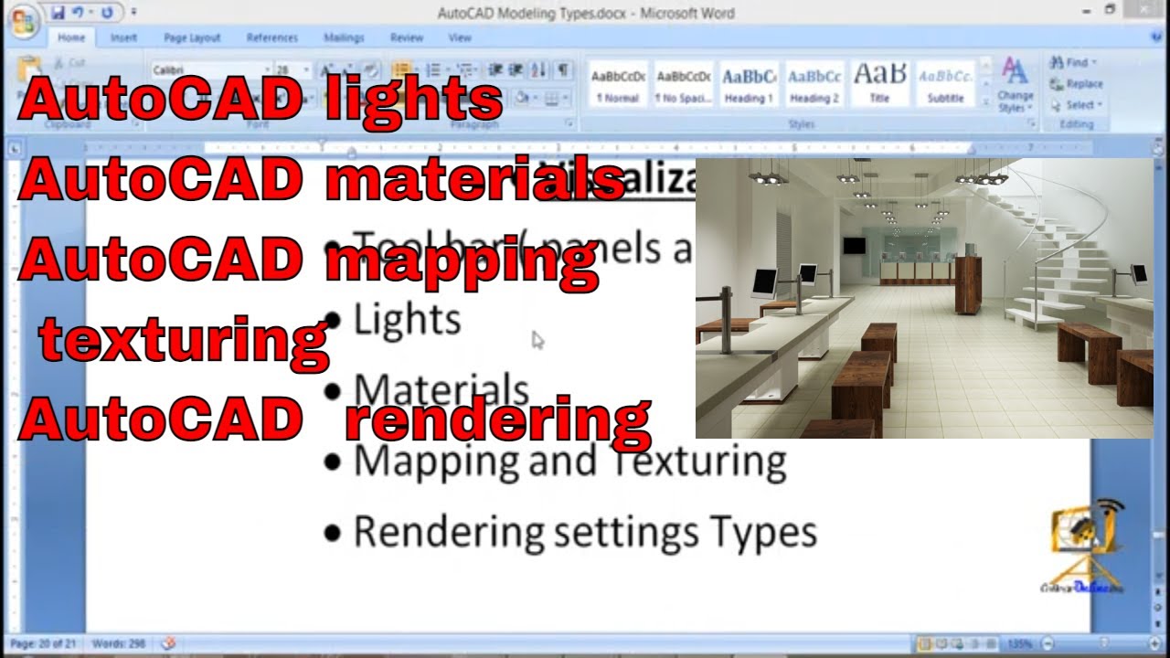 autocad lights | autocad materials| autocad mapping and texturing ...