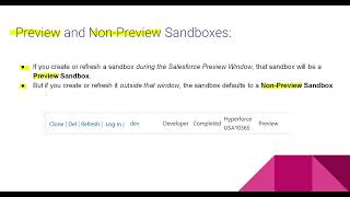 Salesforce Sandbox Management - Preview and Non-Preview Sandboxes