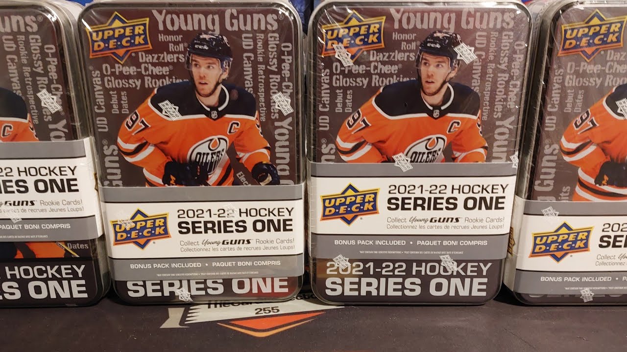 Best tins I have opened?? Opening 4 Tins of 2021-22 Upperdeck series 1 hockey card tins