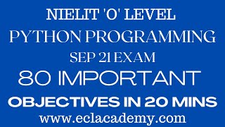 Python 80 Important OBJECTIVES | O LEVEL SEP 21 EXAM