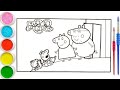Peppa Pig and George Bed Drawing, Painting   Coloring For Kids and Toddlers  Kids Art1080p