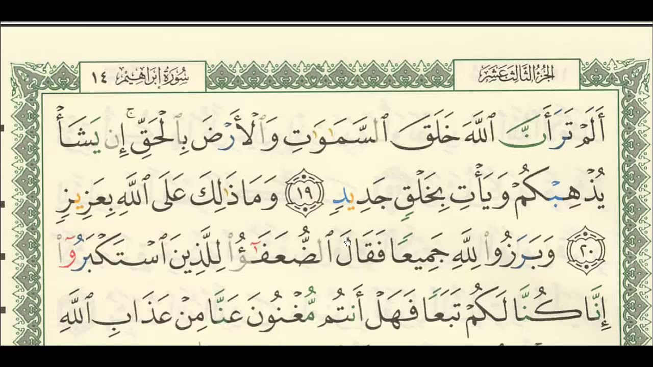 شرح + تفسير - لسورة ابراهيم من آية ( ١٩ ) إلى آية ( ٢٤ ) - للشيخ : فهد العمار .