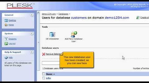 How to create a MySQL database in PLesk