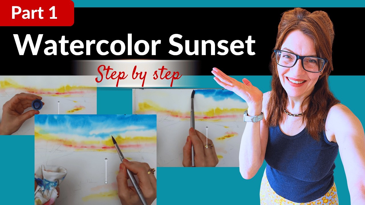 Watercolor SUNSET Tutorial (Step by Step) | Part 1 - YouTube