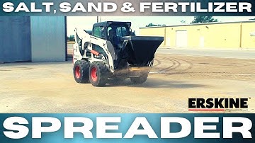 Salt, Sand, & Fertilizer Spreader for skid steer in action