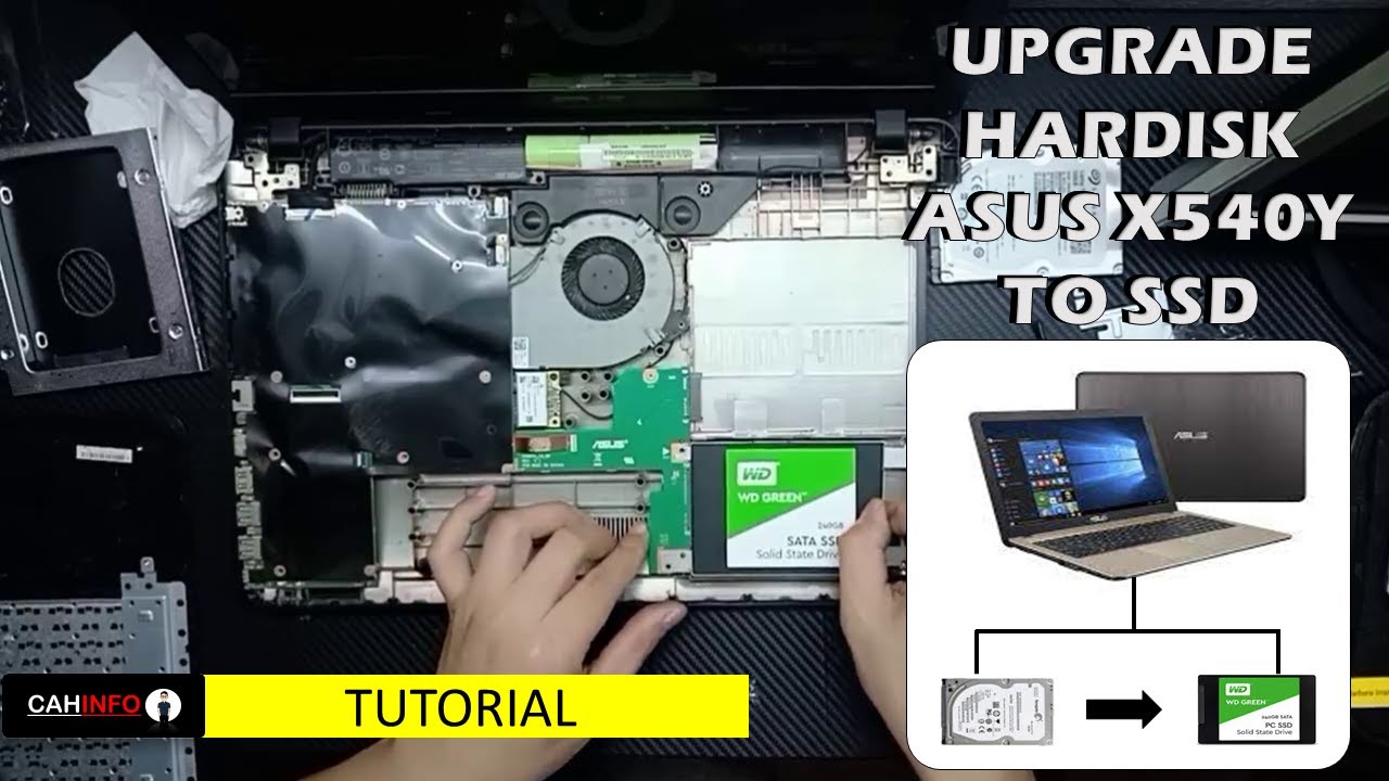 TUTORIAL, cara upgrade hardisk laptop asus x540y ke SSD, WD Green 