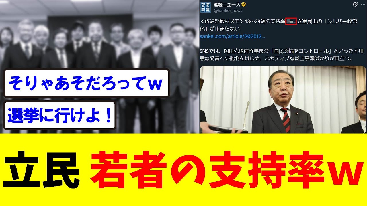 【立憲民主党】若者の支持率w
