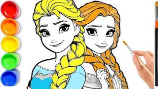 Frozen Coloring | How to draw Elsa and Anna Frozen Coloring | How to draw Elsa and Anna