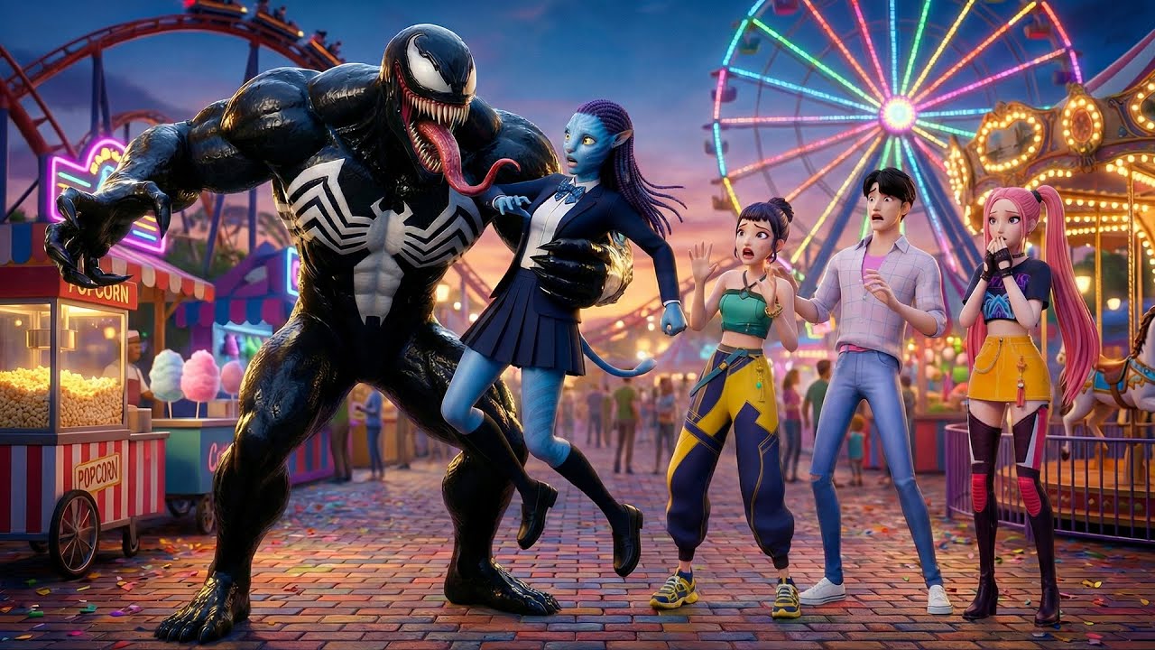 Venom Kidnaps the Avatar Girl?! K-Team Panic at the Carnival! | Kpop Demon Hunters Animation