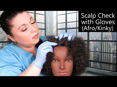 ASMR Scalp Check with Gloves on Afro/Kinky Hair (Dandruff Removal, Scalp Treatment) Medical Roleplay