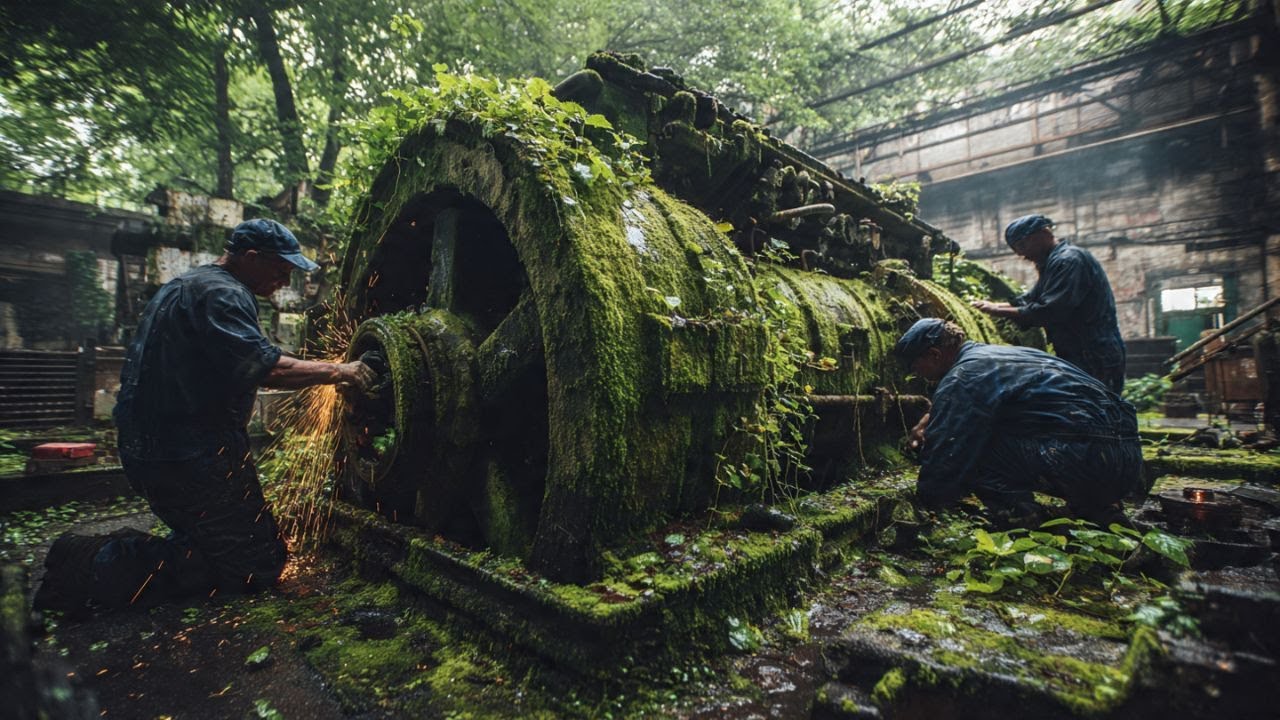 Возрождение старинных дизельных двигателей. 10-минутный запуск в холодную погоду. Приятные звуки про