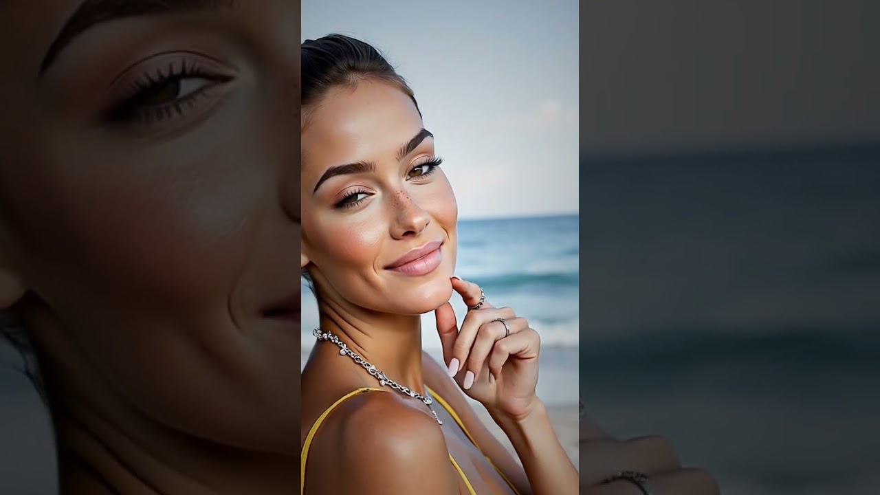 Golden skin, salty breeze, and a smile that feels like summer forever ✨🌊💛