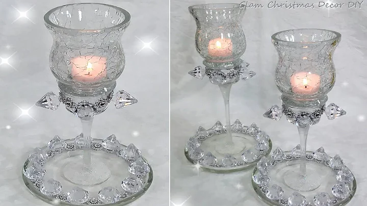 DIY Dollar Tree Glam Crystal Winter Candle Holders DIY Holiday Decor DIY Glam Room Decor