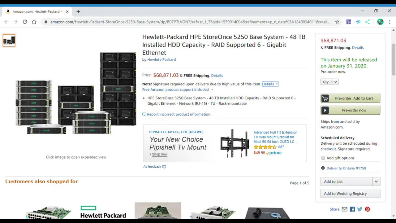 Coming 1/31/20: Hewlett-Packard HPE StoreOnce 5250 Base System - 48 TB Installed HDD Capacity