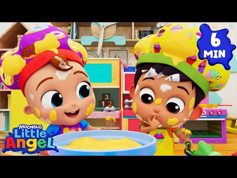 Messy Kids Bake Muffins in the Kitchen! 👩‍🍳 | Little Angel And Friends Kid Songs