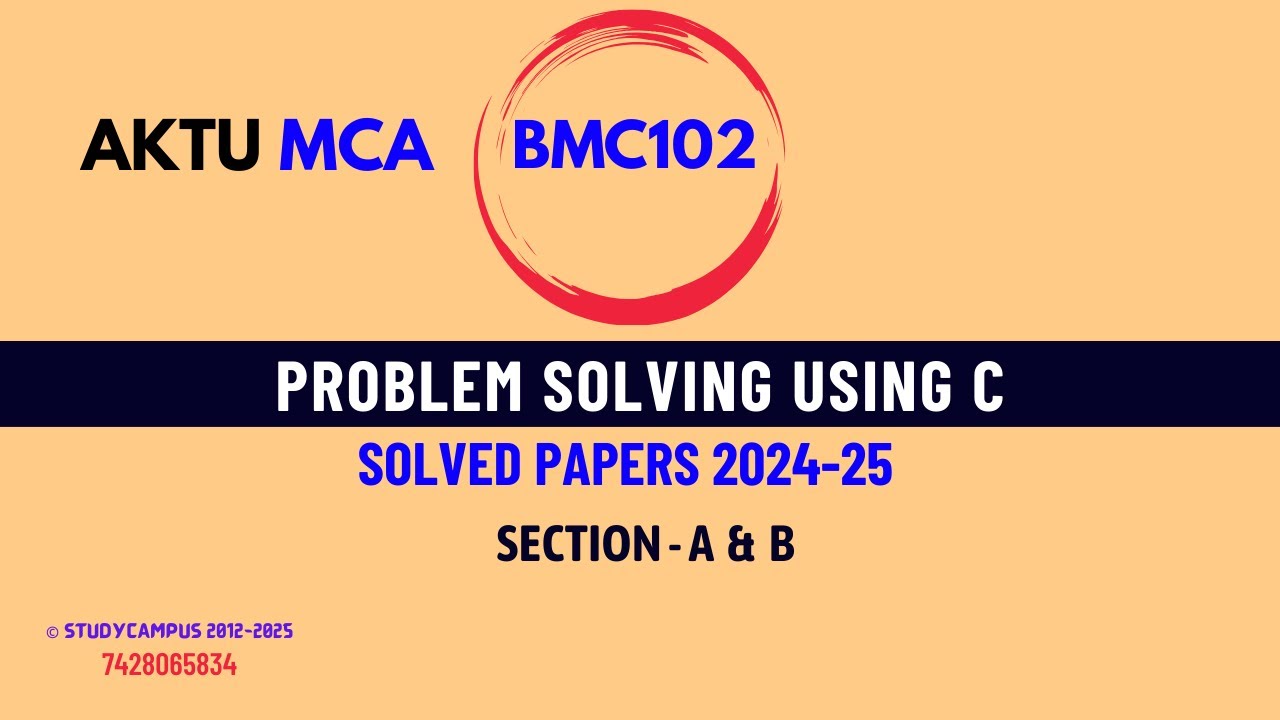 bmc102 solved question paper | problem solving using c | 2024-25 - YouTube