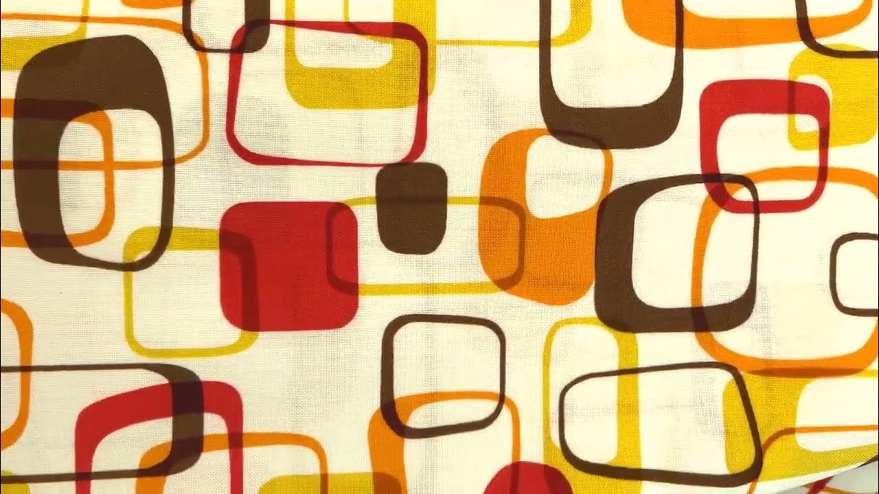 white cotton fabric retro brown orange yellow squares by Michael Miller - modes4u -