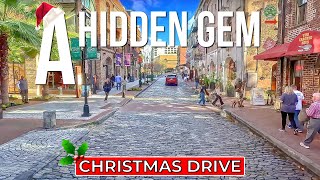 CHRISTMAS drive downtown SAVANNAH GEORGIA - 4K
