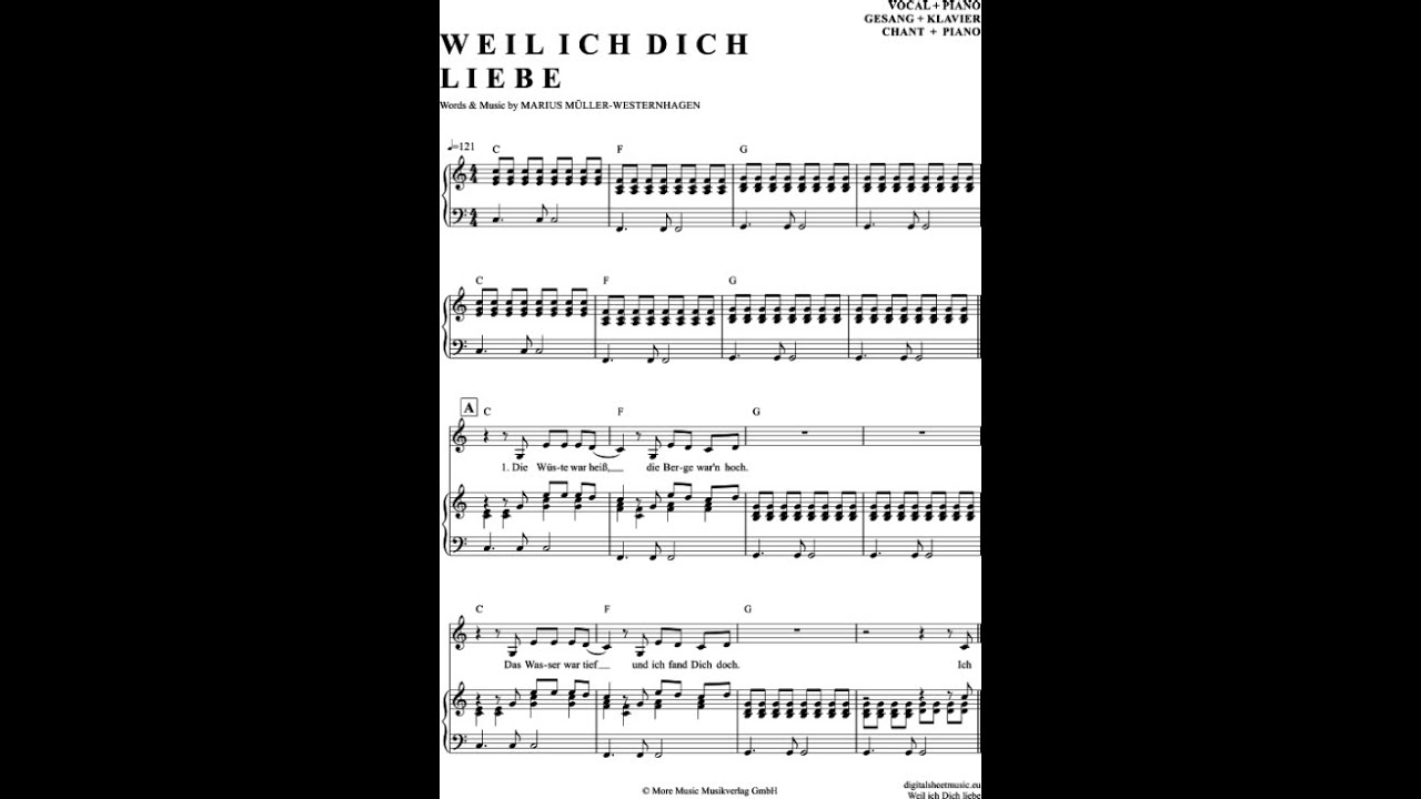 Alles Nur Weil Ich Dich Liebe Chords Noten bei notendownload - Weil ich dich liebe (Westernhagen) - YouTube