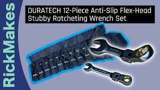 DURATECH 12-Piece Anti-Slip Flex-Head Stubby Ratcheting Wrench Set