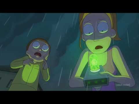 Rick and Morty Summer digs out dead Rick and takes his portal gun