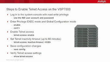 How to Enable Telnet Access on the Avaya VSP7000