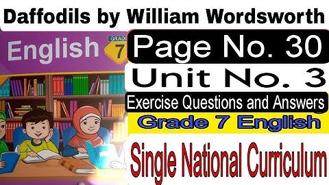 The Daffodils by William Wordsworth Unit No. 3 Page No. 30 Exercise Questions and Answers Grade 7