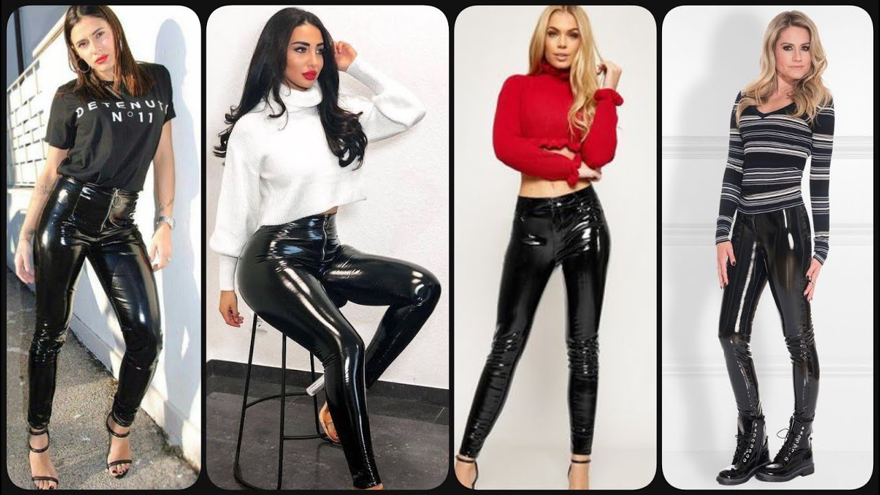 Most stylish and trendy shiny leather tit pants outfits ideas - YouTube