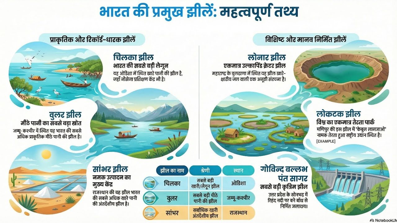भारत की प्रमुख झीलें | indian geography classes for railway exam | indian gk for ssc gd | ssc gk |