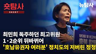 【260809】[숏탐사] 최민희 독주하던 최고위원 1,2순위 뒤바뀌어...제주에서 ‘호남유권자 여러분’, 정치도의 저버린 정청래