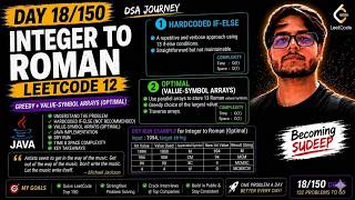 Day 18/150 | LeetCode 12 - Integer to Roman | Java | DSA Journey | Becoming Sudeep