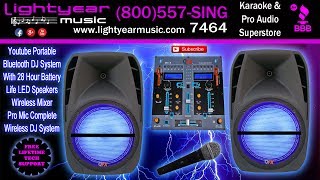 Supersonic Professional Active Speaker with Flash Light (SC1351BK) Youtube Portable Bluetooth DJ System With 28 Hour Battery Life LED Speakers And Pro Mic Complete ✅