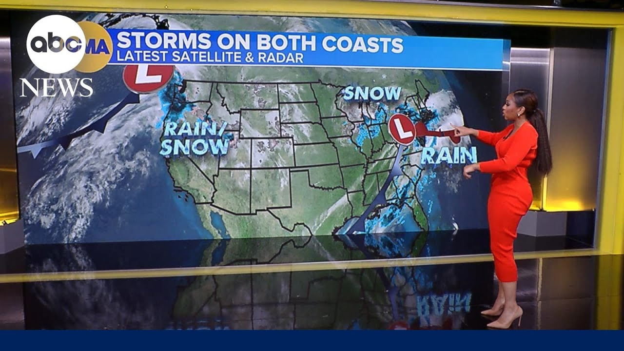 Stormy weather on both coasts