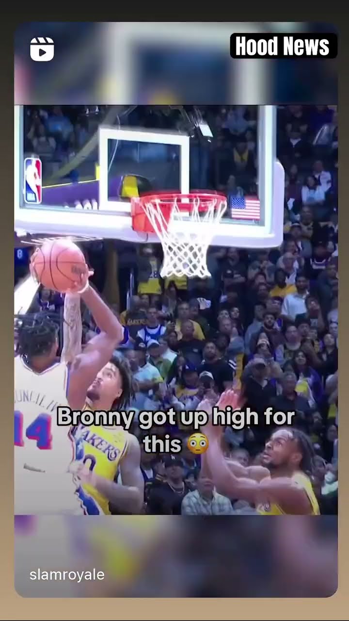 Bronny got up high for this #hoodnews #bronnyjames #lakers #76ers #basketball