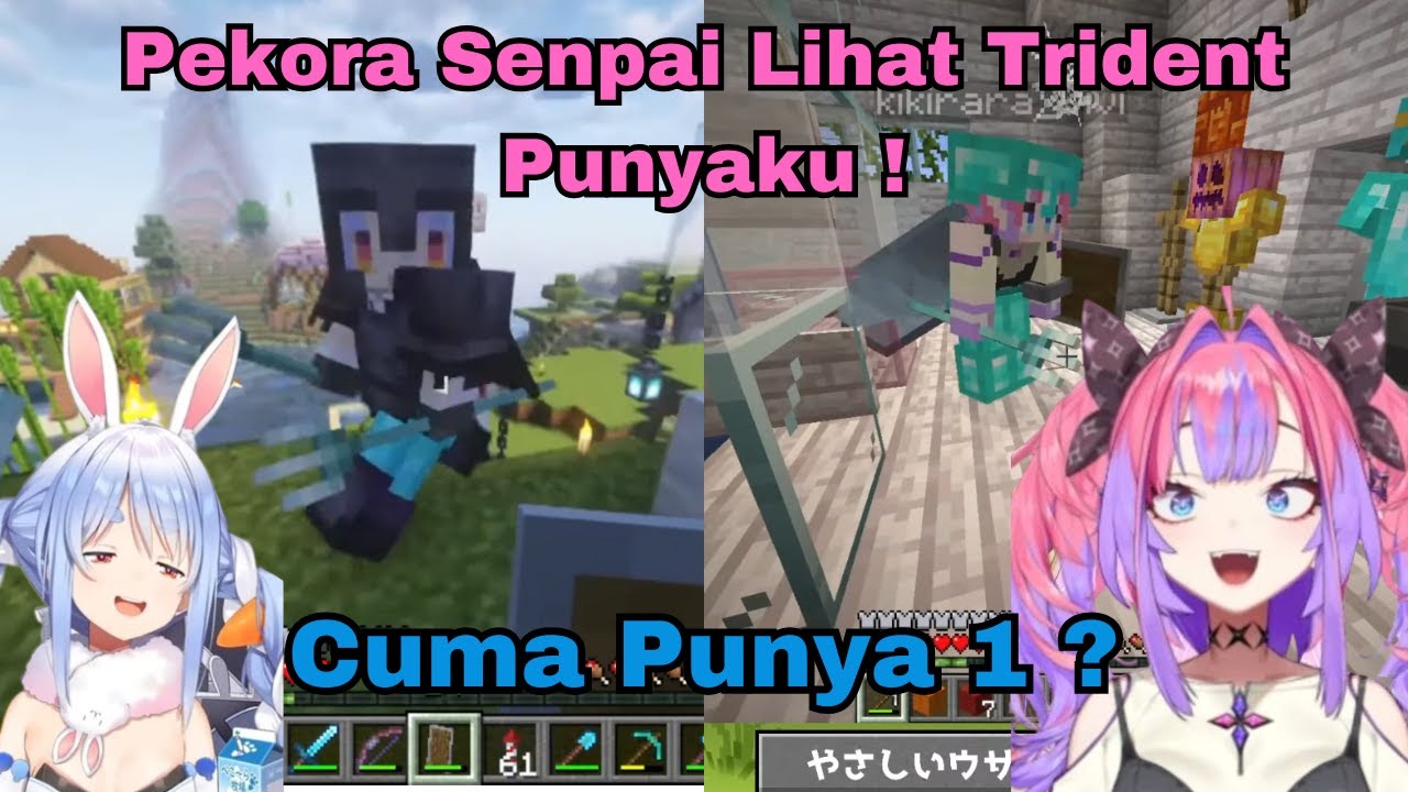 Vivi mau pamer trident di minecraft tapi malah dikasih paham sama Pekora | [ Hololive sub id ]