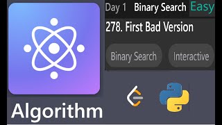 278. First Bad Version | Day 1 study plan  (Algorithm I) | Day 5 P1 Binary Search | LeetCode
