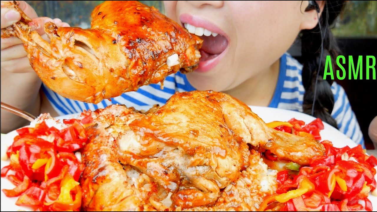 ASMR Jamaican BBQ Fried Chicken ♥︎ Sweet & Sour Red Peppers ♥ Cooking! 먹방 No Talking suellASMR