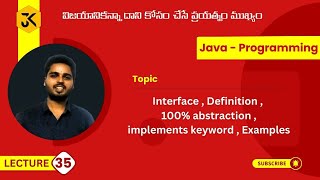 35 | Java | Interface | Definition | 100% abstraction | implements keyword | Examples #javaplaylist