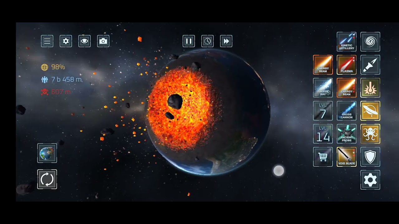 Solar smash game menghancurkan bumi dan ledakan matahari dan bulan