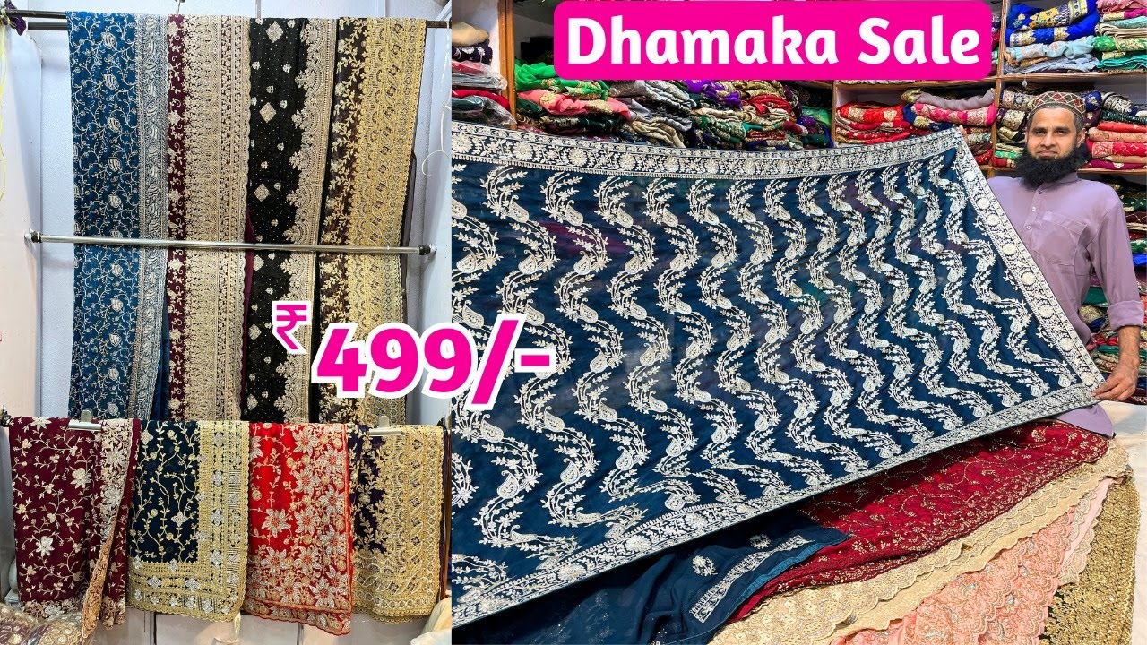 Dhamaka Sale ₹499 Jimmy Choo Kewa Tissue Georgette Heavy Stone Work Sarees | Madina Wholesale Market