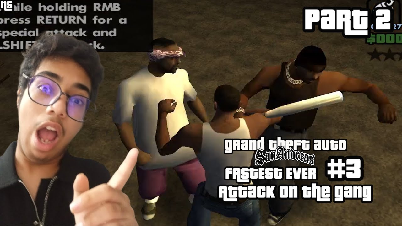 Fastest Ever Grand Theft Auto: San Andreas (#3 Attack on the gang)! part 2