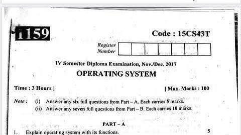 4th sem diploma Operating System Question Paper December 2017