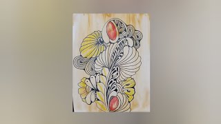 Golden Petal Patterns || easy zentangle art 